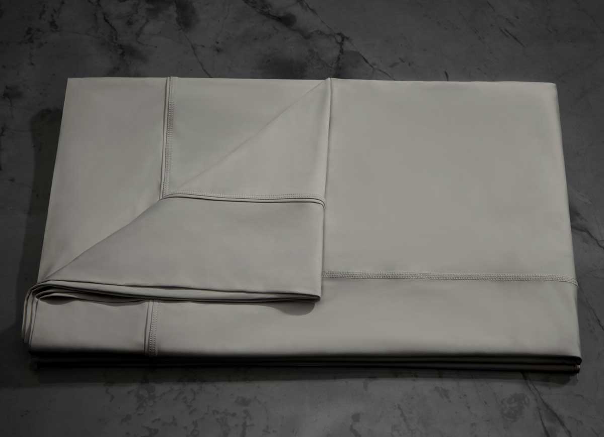  MIDNIGHT LABEL Flat Sheet shown in stone, folded #choose-your-color_stone