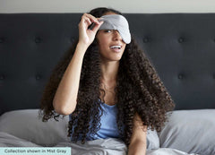 Model Wearing MIDNIGHT LABEL Cooling Sleep Mask #choose-your-color_stone