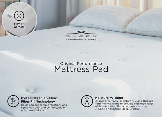 ORIGINAL PERFORMANCE Mattress Pad on bed infographic