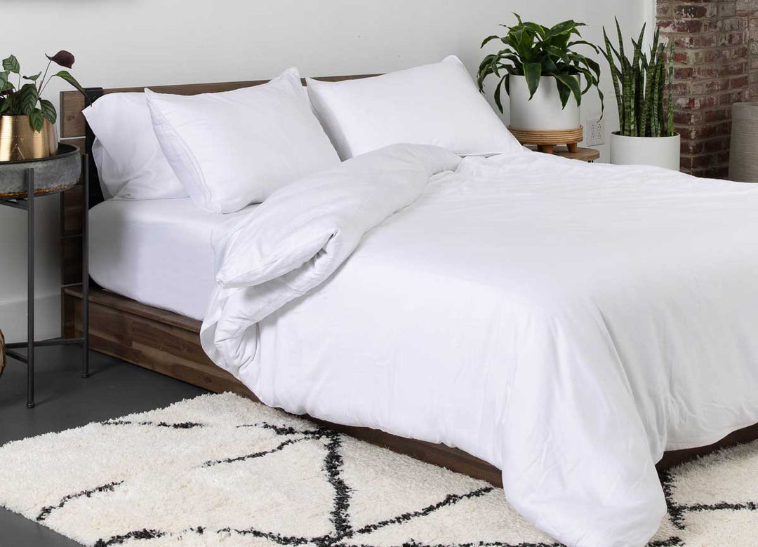 Arctic Aire Duvet Set Lifestyle Image Shown in White #choose-your-color_white