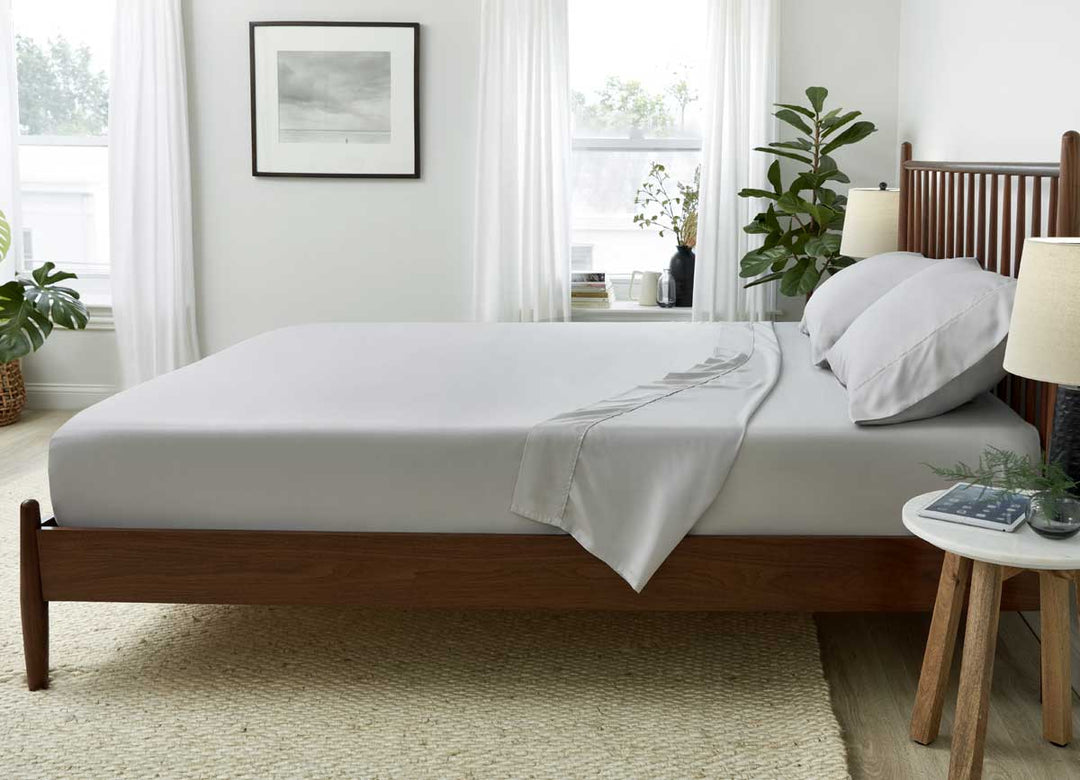 Lifestyle of ARCTIC AIRE•MAX Sheet Set shown in Silver #choose-your-color_silver
