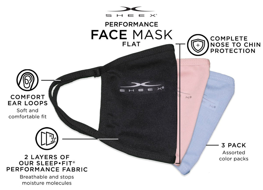 SHEEX Performance Flat Face Mask - 3 Pack #choose-your-color_soft-blue-wheat-jet-black