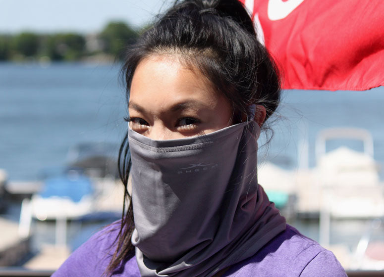Model wearing SHEEX Gaiter in Graphite #choose-your-color_graphite