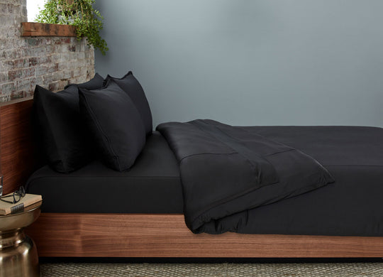 Black  Duvet Cover on bed in room #choose-your-color_black