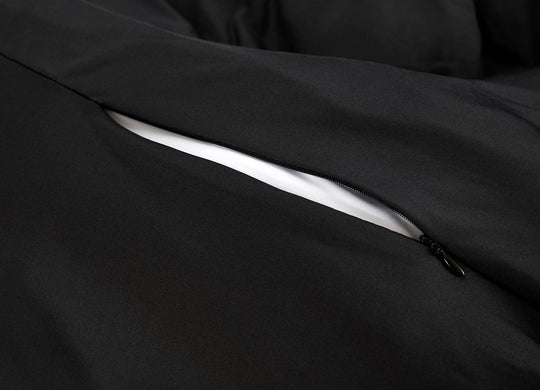 Black Duvet Cover close up of hidden zipper #choose-your-color_black