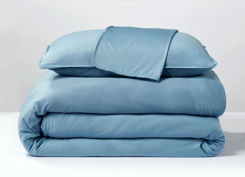 Carolina Blue  Duvet Cover folded stack #choose-your-color_carolina-blue