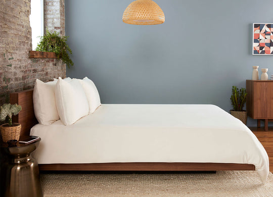 Ecru  Duvet Cover on bed in room #choose-your-color_ecru