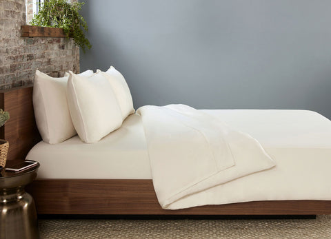 Ecru  Duvet Cover on bed in room #choose-your-color_ecru