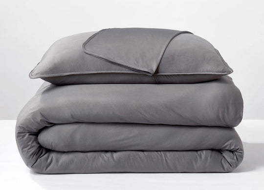 Graphite Duvet Cover folded stack #choose-your-color_graphite