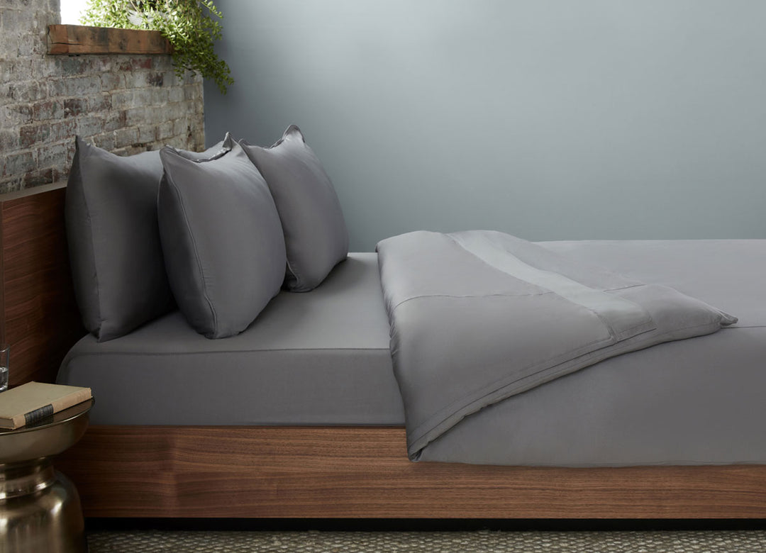 Graphite  Duvet Cover on bed in room #choose-your-color_graphite