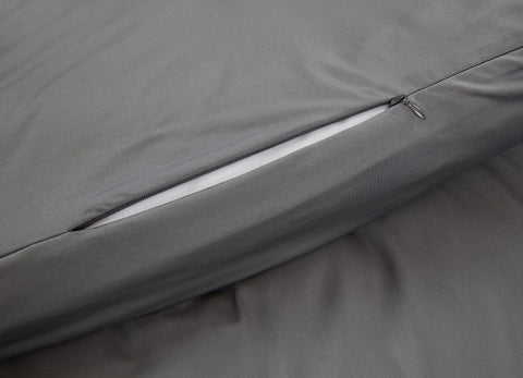 Graphite Duvet Cover close up of hidden zipper #choose-your-color_graphite