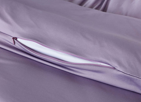 Lavender Duvet Cover close up of hidden zipper #choose-your-color_lavender