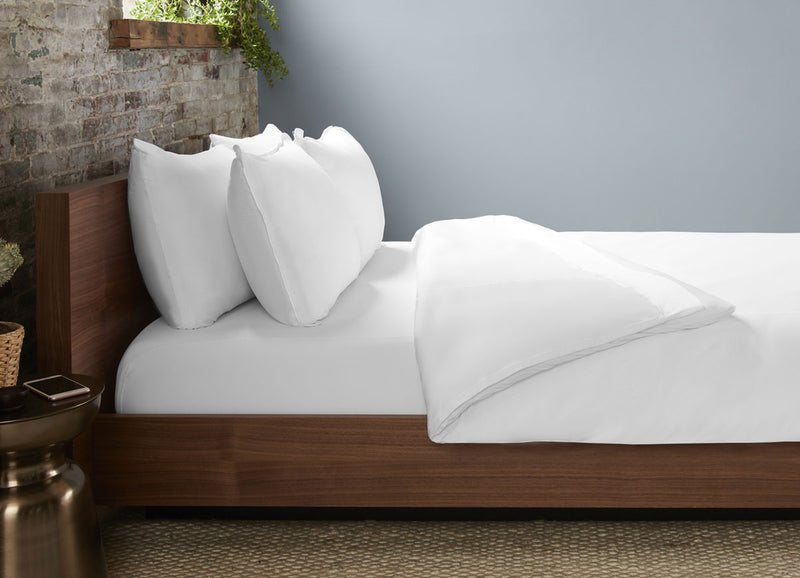 Bright White Duvet Cover on bed in room #choose-your-color_white