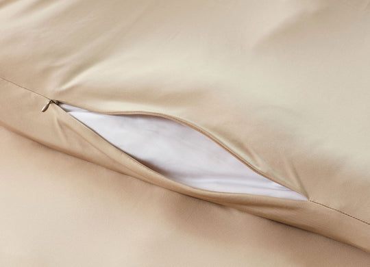 Khaki Duvet Cover close up of hidden zipper #choose-your-color_khaki