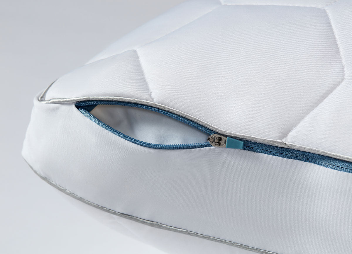 Breathe Max Down Alternative Side Sleeper Pillow Zipper Detail