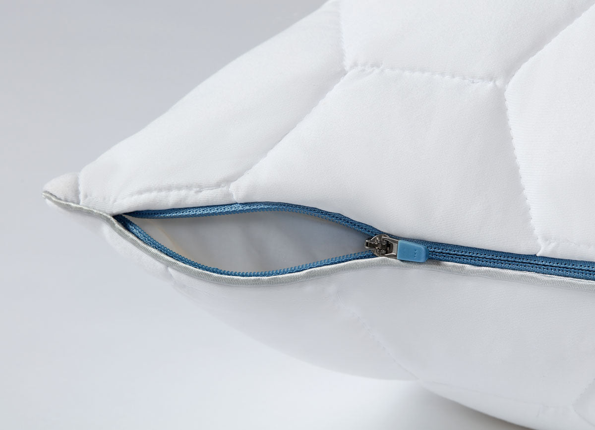 Detail of Zipper on Breathe Max Down Alternative Stomach/Back Sleeper Pillow