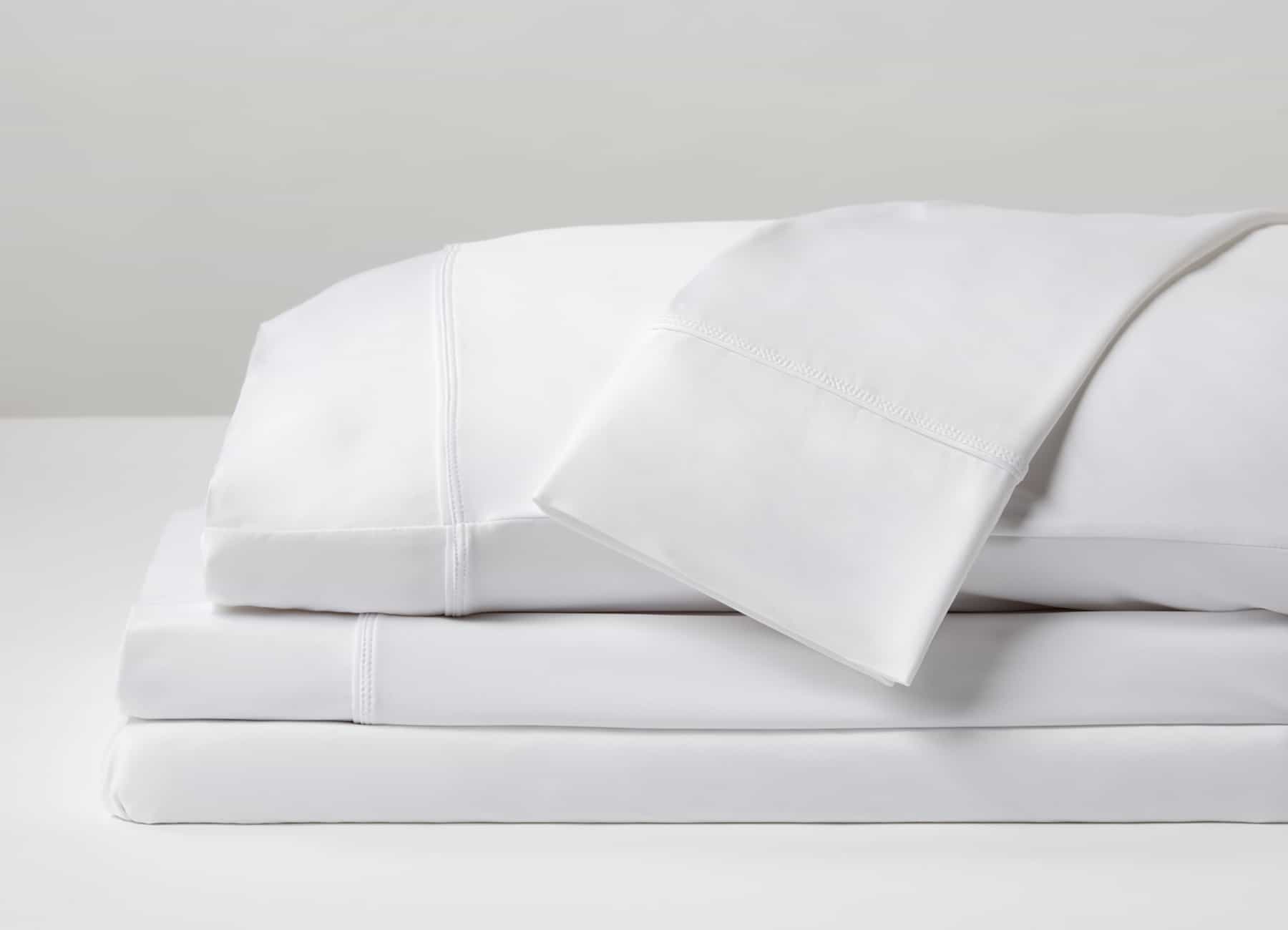 Original Performance Sheet Set Image Shown Folded and Stacked in Bright White #choose-your-color_bright-whit