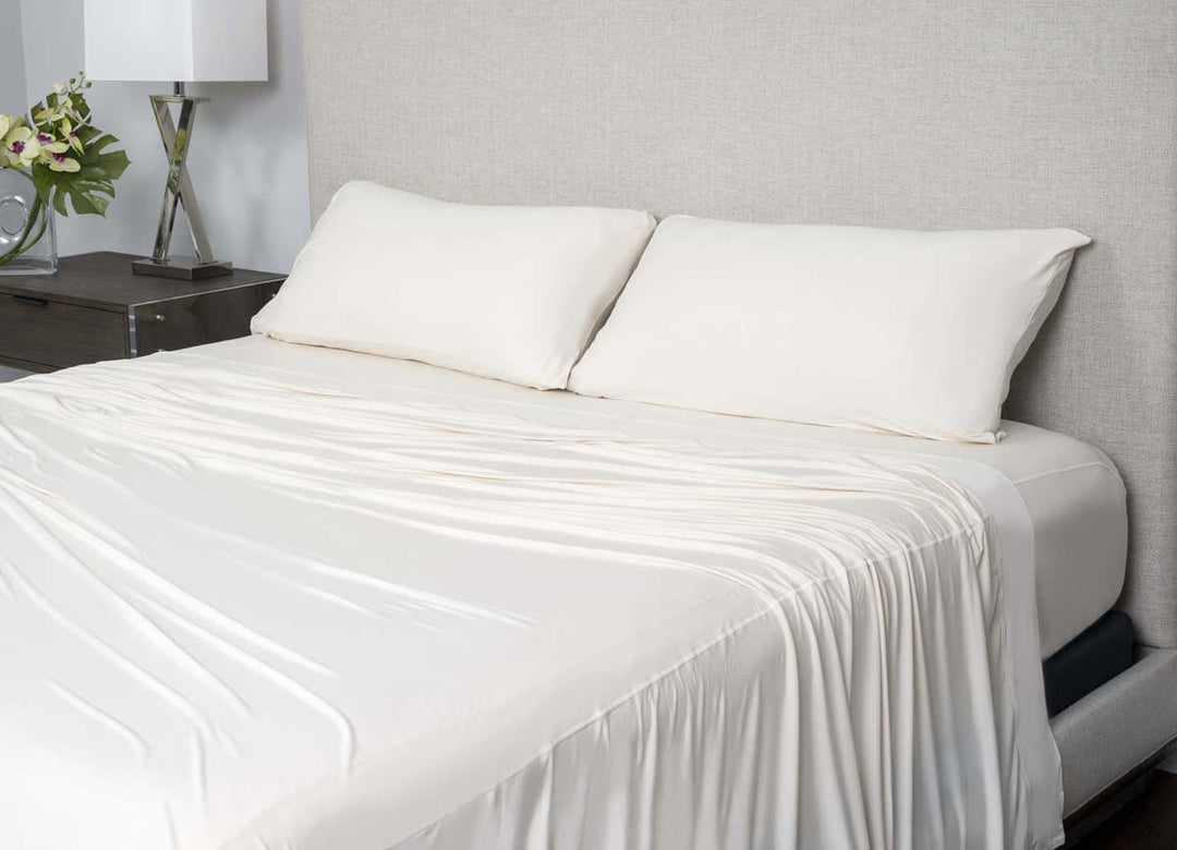 Active Comfort Sheet Set shown on bed #choose-your-color_parchment