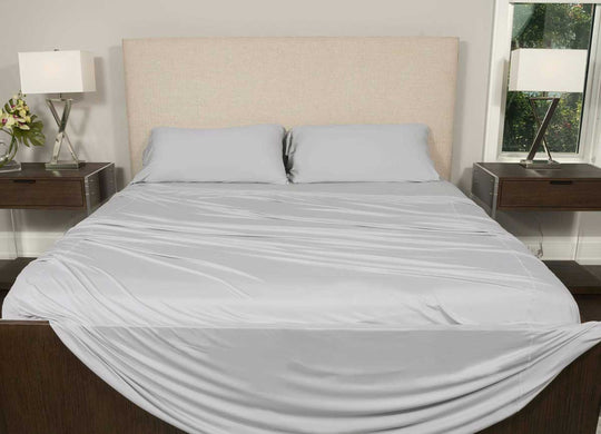 Active Comfort Sheet Set shown on bed #choose-your-color_silver-cloud
