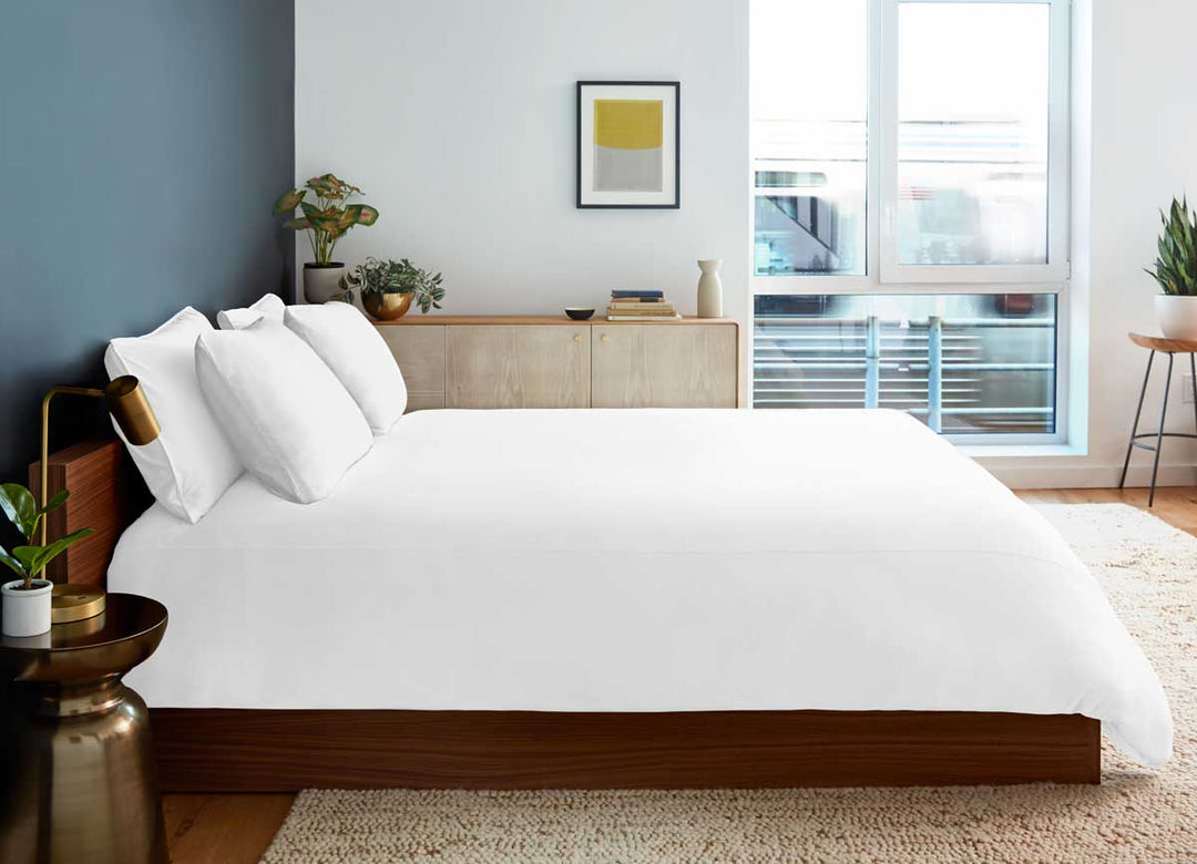 Studio Tech Bedding in Bright White in room environment#choose-your-color_bright-white