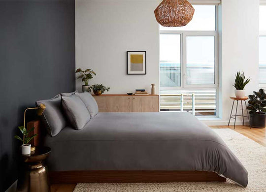 Studio Tech Bedding in Graphite in room environment #choose-your-color_graphite