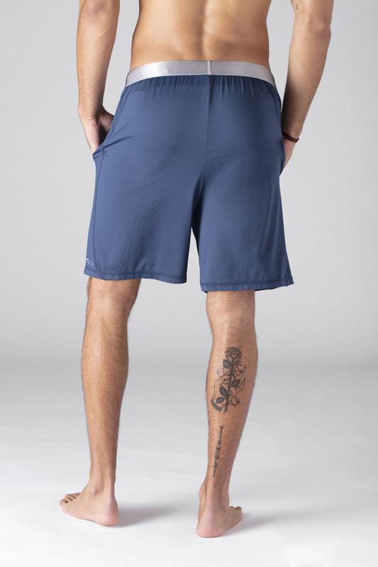 Model wearing SHEEX Men's Lounge Short in Slate Blue #choose-your-color_slate-blue