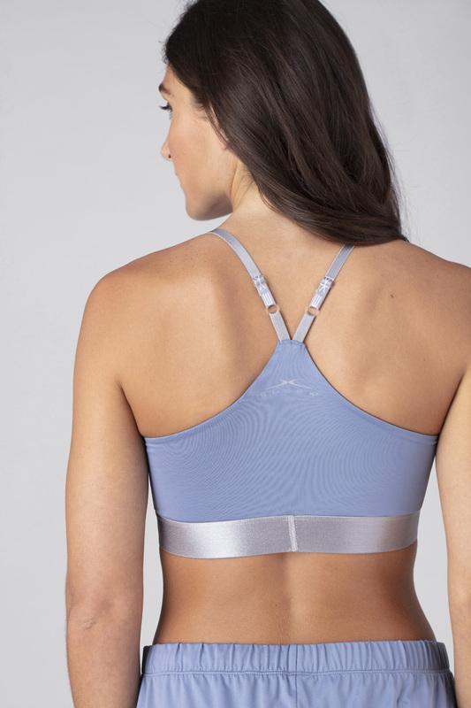Model wearing the SHEEX Women's Bra Top in Light Blue  #choose-your-color_light-blue