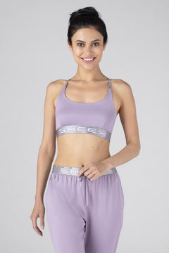 Model wearing the SHEEX Women's Bra Top in Lavender  #choose-your-color_lavender
