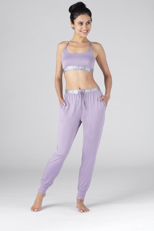 Model wearing the SHEEX Women's Bra Top in Lavender  #choose-your-color_lavender