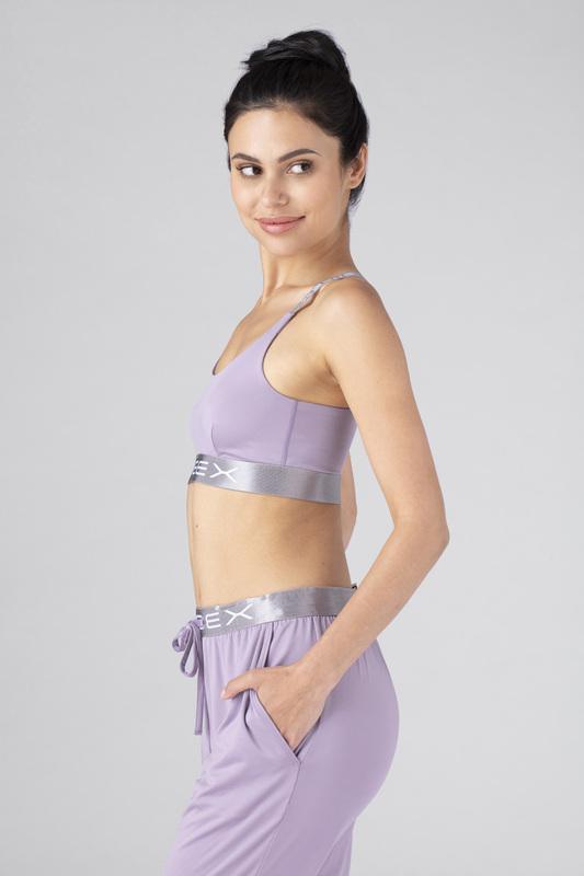 Model wearing the SHEEX Women's Bra Top in Lavender  #choose-your-color_lavender