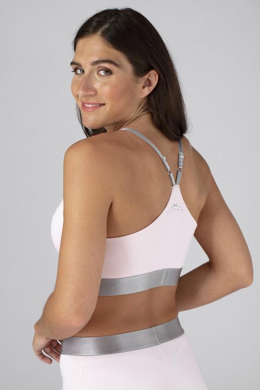 Model wearing the SHEEX Women's Bra Top in Blush Pink  #choose-your-color_blush-pink