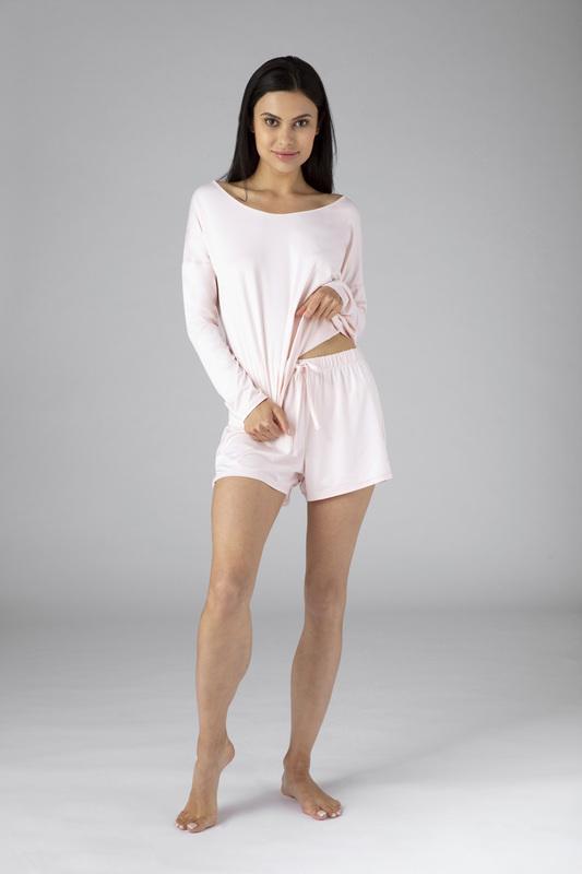 Model wearing the SHEEX Women's P.J. Shorts blush-pink #choose-your-color_blush-pink